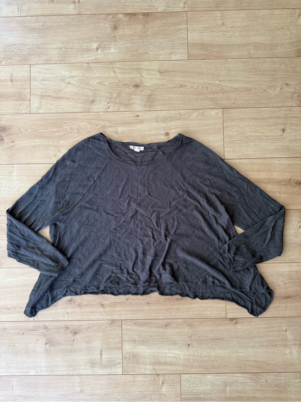 Eileen Fisher Charcoal Linen Blend A Line Pullover Sweater L Relaxed Lagenlook